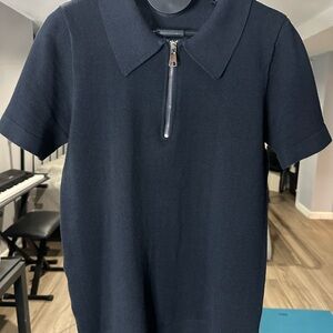 Men's  Esntls Navy Polo Shirt with Zipper